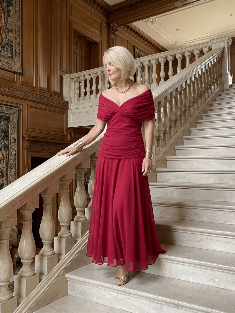 Calen | Robe Midi Fluide à Épaules Dénudées