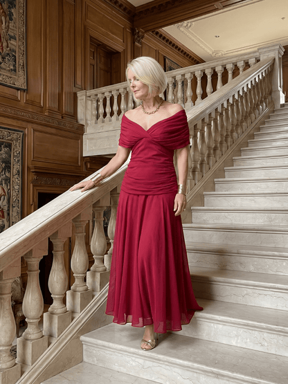Calen | Robe Midi Fluide à Épaules Dénudées