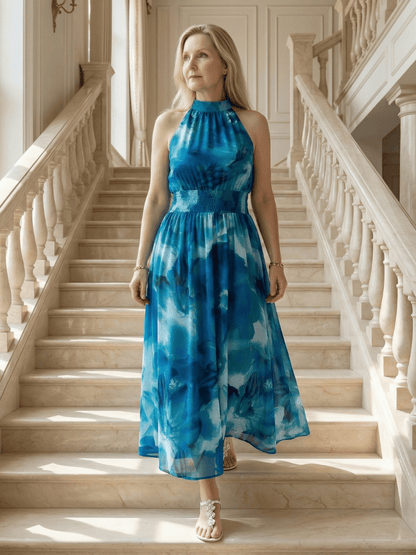 Sylin | Robe Midi à Col Halter Froncée