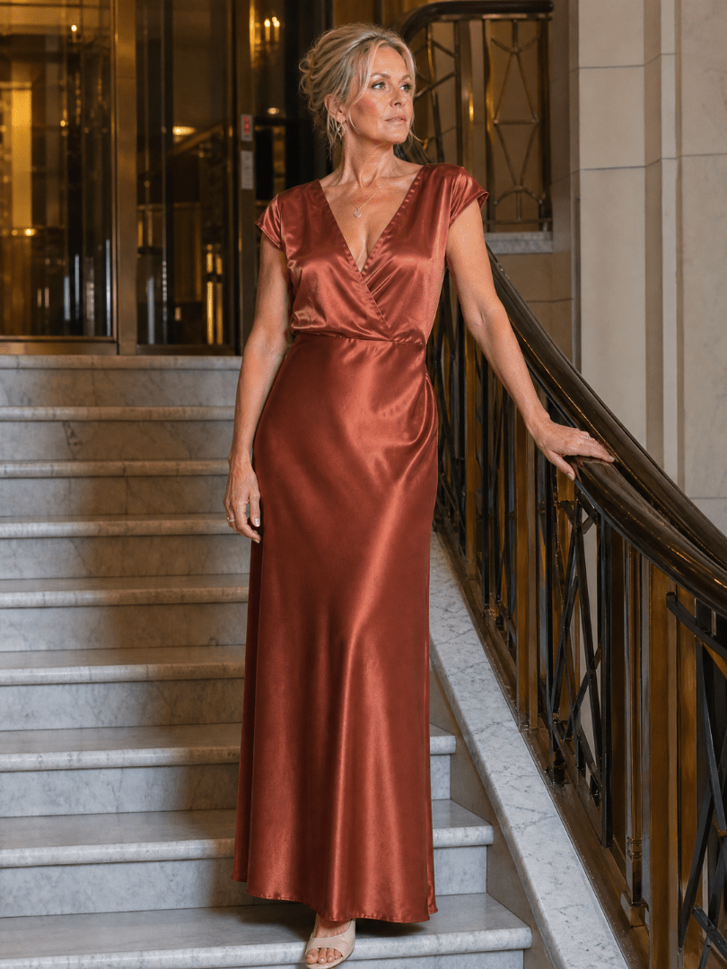 Samouse | Robe Maxi à Corsage Enveloppant et Manches Courtes