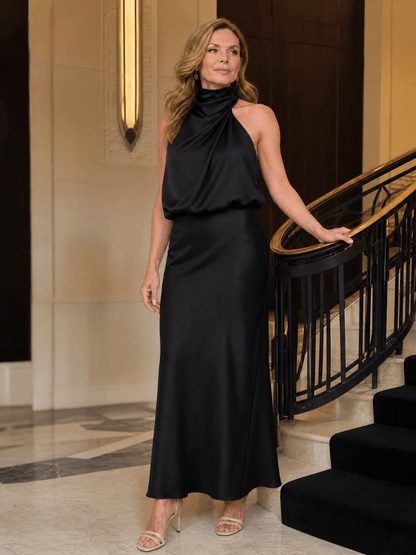 Nopal | Robe Midi sans Manches à Décolleté Drapé