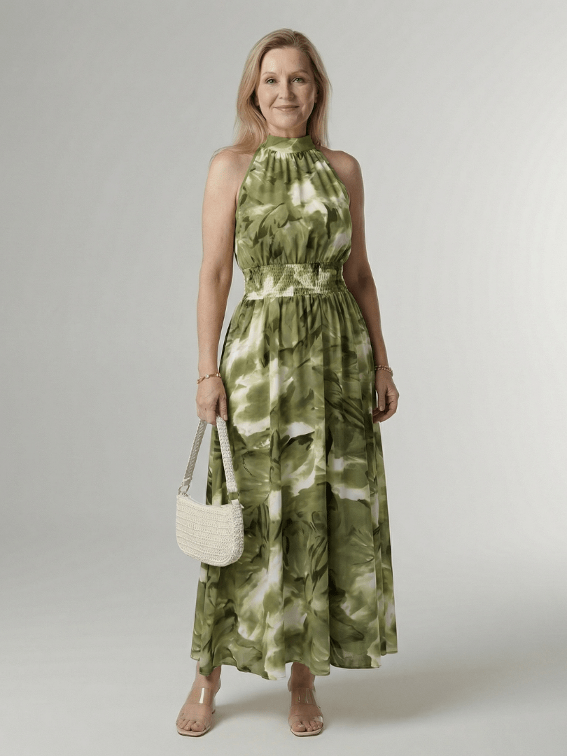 Sylin | Robe Midi à Col Halter Froncée
