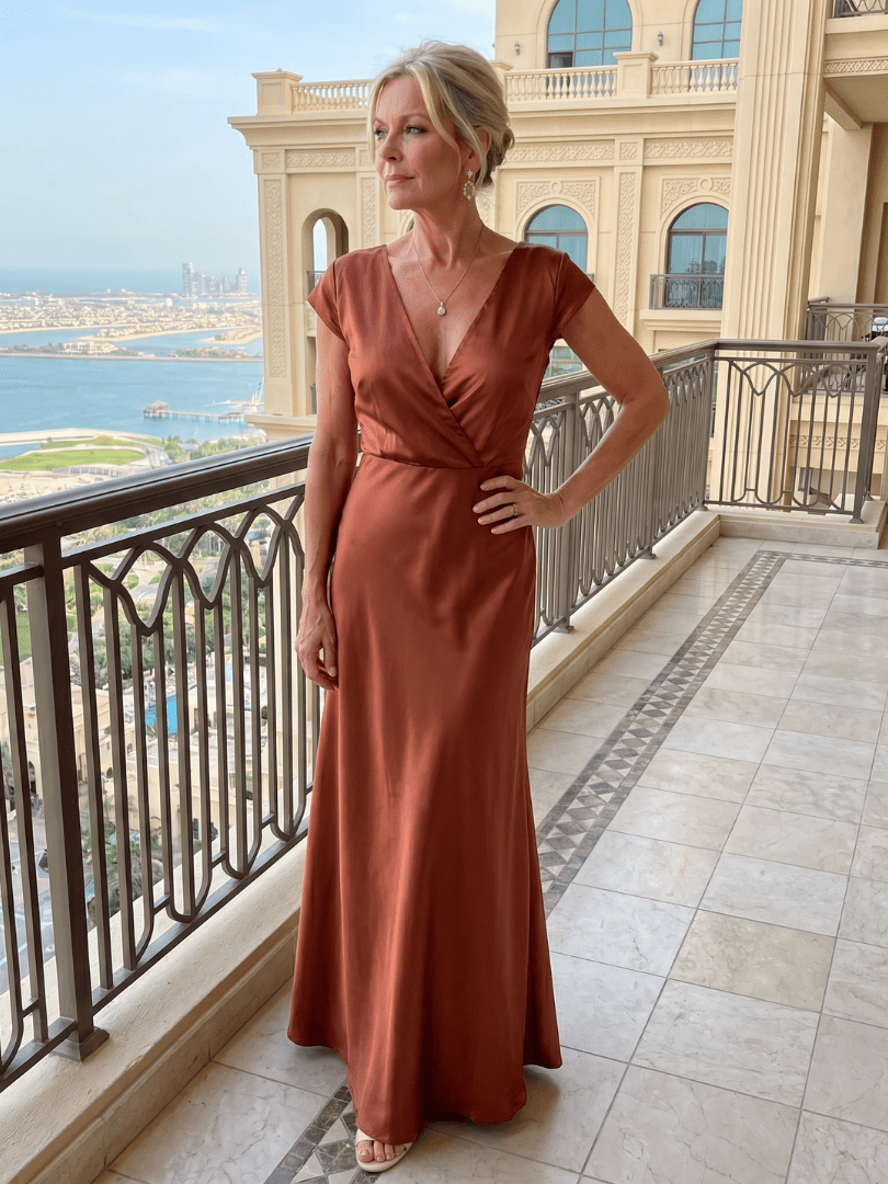 Samouse | Robe Maxi à Corsage Enveloppant et Manches Courtes