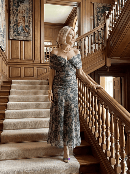 Calen | Robe Midi Fluide à Épaules Dénudées