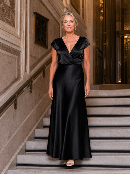 Samouse | Robe Maxi à Corsage Enveloppant et Manches Courtes
