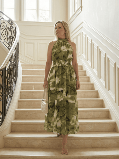 Sylin | Robe Midi à Col Halter Froncée
