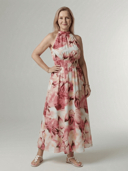 Sylin | Robe Midi à Col Halter Froncée