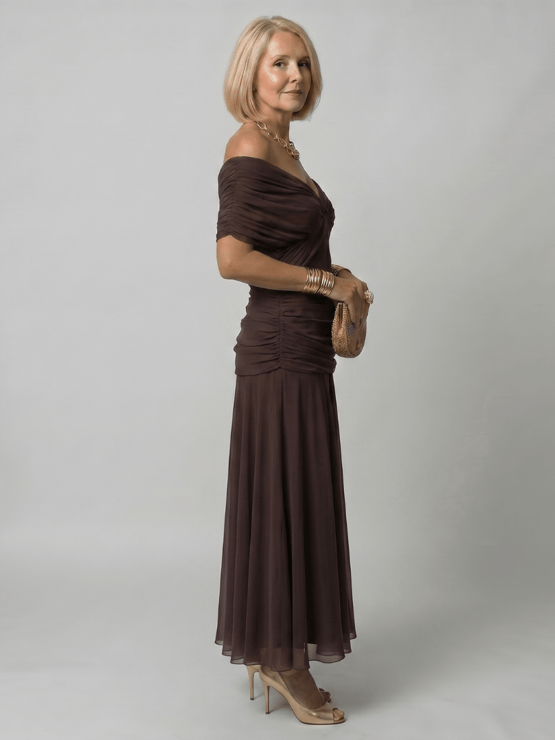 Calen | Robe Midi Fluide à Épaules Dénudées