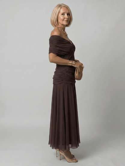 Calen | Robe Midi Fluide à Épaules Dénudées