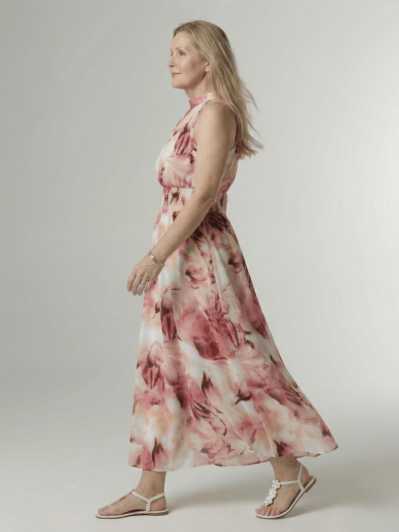 Sylin | Robe Midi à Col Halter Froncée