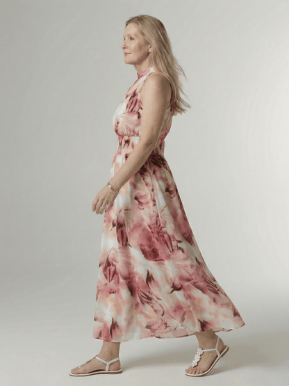 Sylin | Robe Midi à Col Halter Froncée