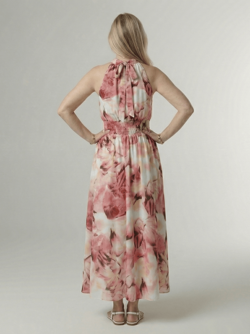 Sylin | Robe Midi à Col Halter Froncée
