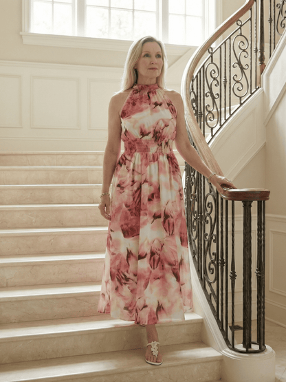 Sylin | Robe Midi à Col Halter Froncée
