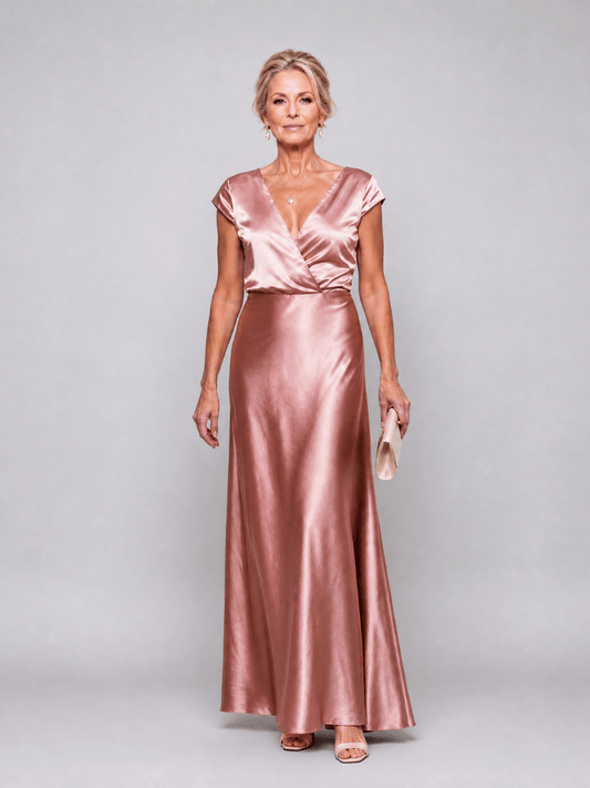 Samouse | Robe Maxi à Corsage Enveloppant et Manches Courtes