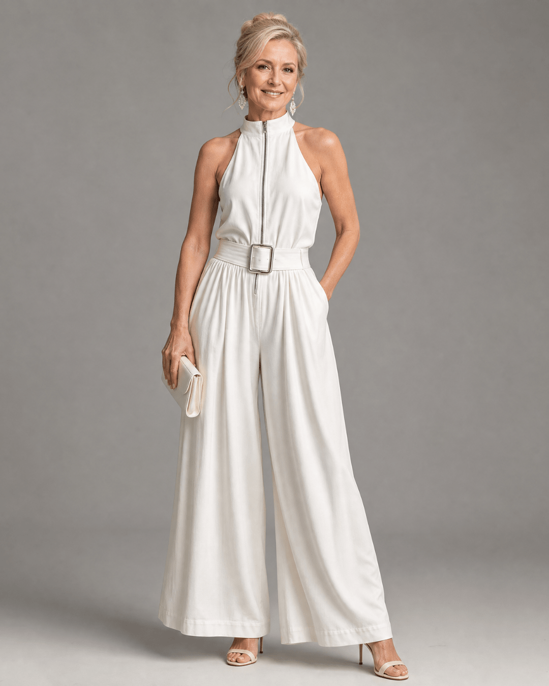 Astrielle | Combinaison sans Manches avec Ceinture et Jambes Larges