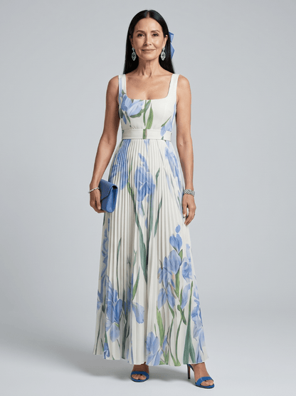 Ophelia | Robe Midi sans Manches à Imprimé Floral