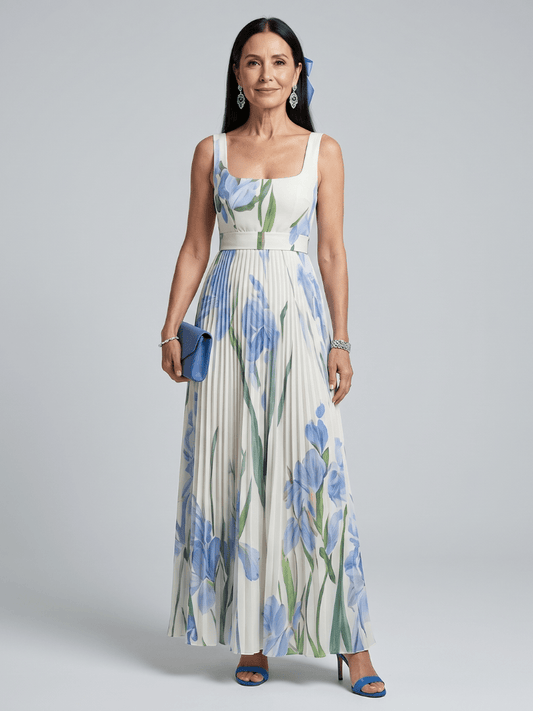 Ophelia | Robe Midi sans Manches à Imprimé Floral
