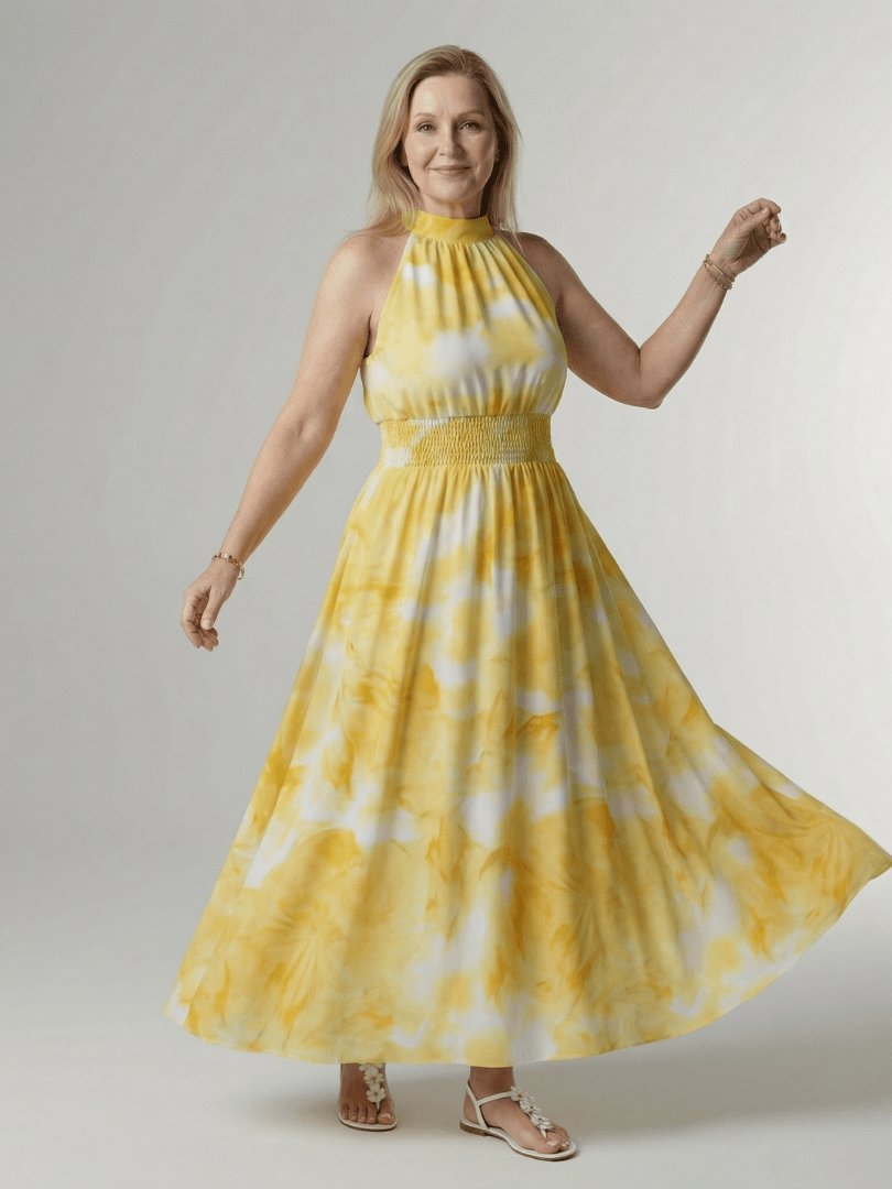 Sylin | Robe Midi à Col Halter Froncée