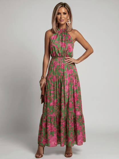 Rowen | Robe Midi Drapée à Encolure Halterneck