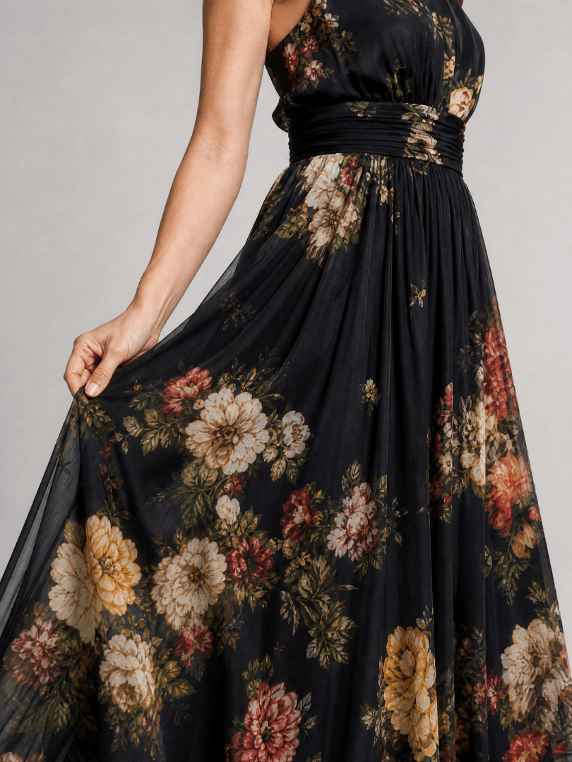 Sior | Robe Midi Fleurie à Col Halter