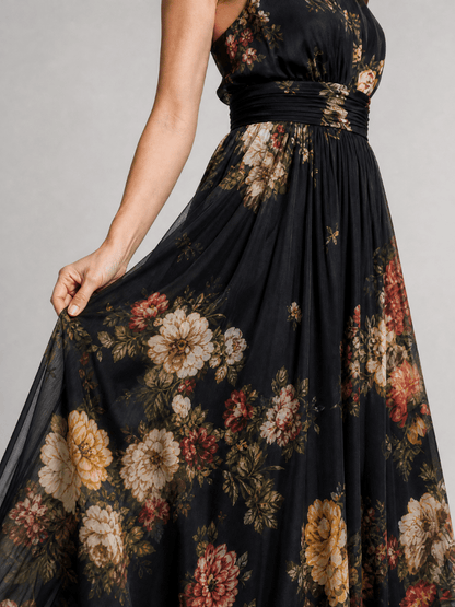 Sior | Robe Midi Fleurie à Col Halter