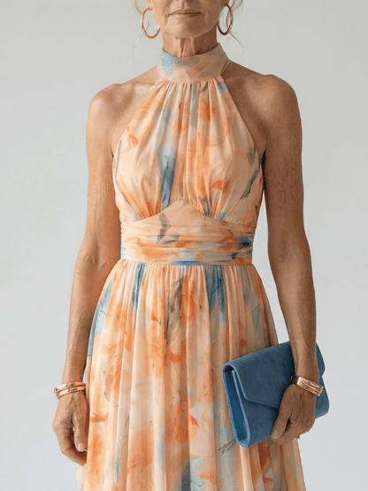 Elin | Robe Midi à Encolure Halterneck
