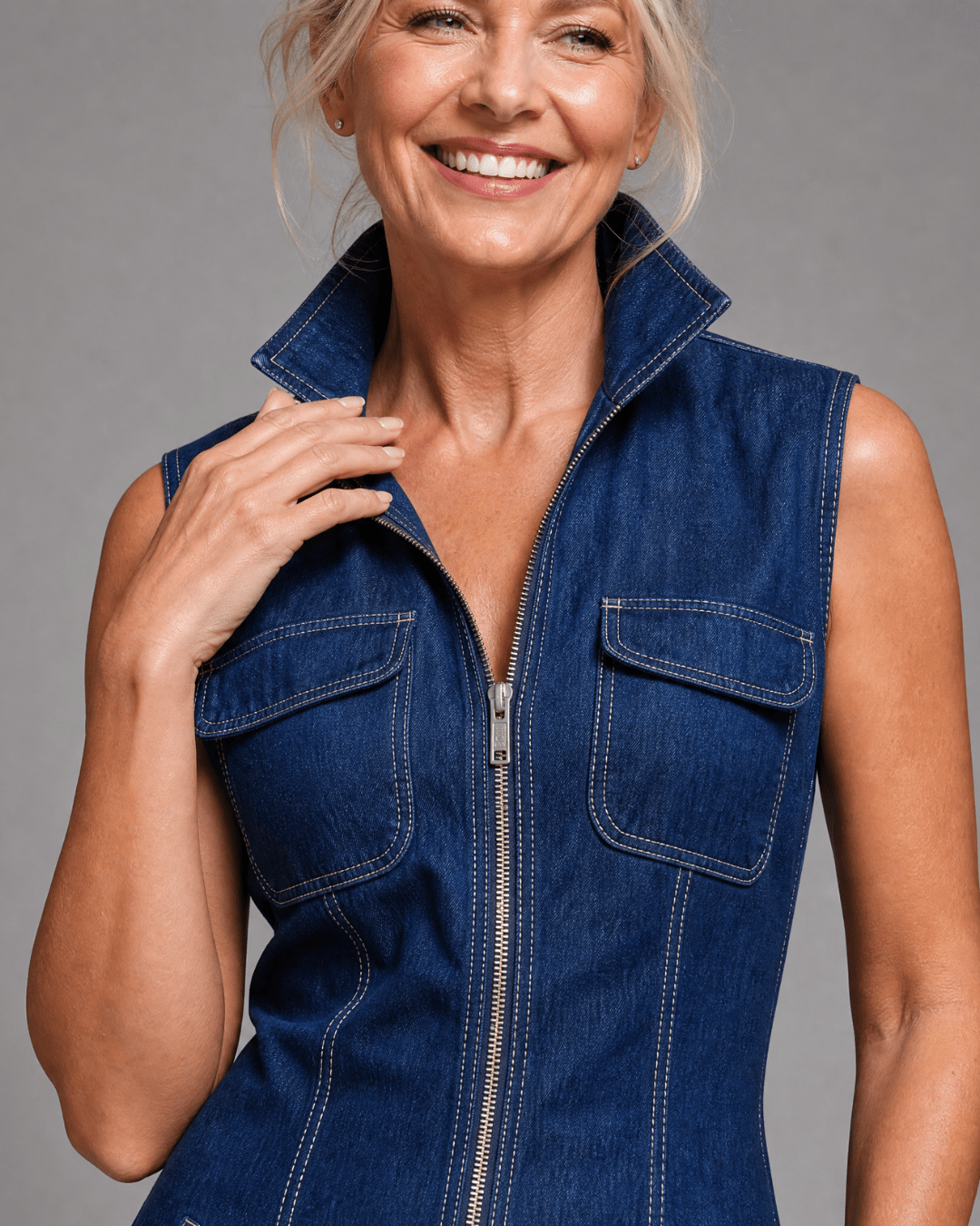 Samantha | Combinaison en Denim à Jambes Larges sans Manches