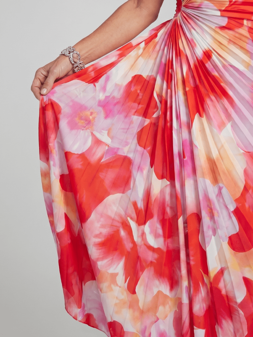 Taya | Robe Midi à une Épaule avec Corsage Plissé