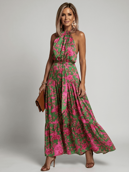 Rowen | Robe Midi Drapée à Encolure Halterneck