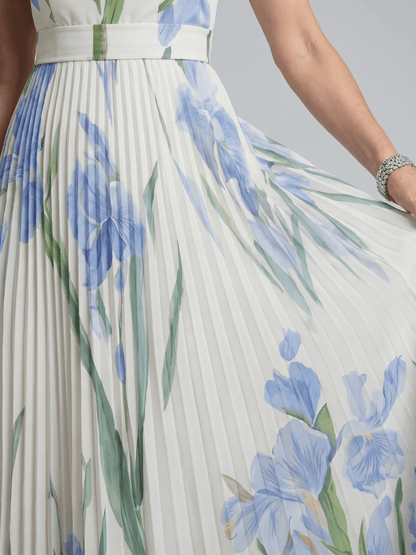 Ophelia | Robe Midi sans Manches à Imprimé Floral