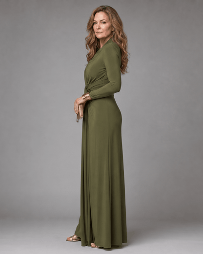 Vimmer | Robe Maxi à Manches Longues avec Décolleté en V Profond