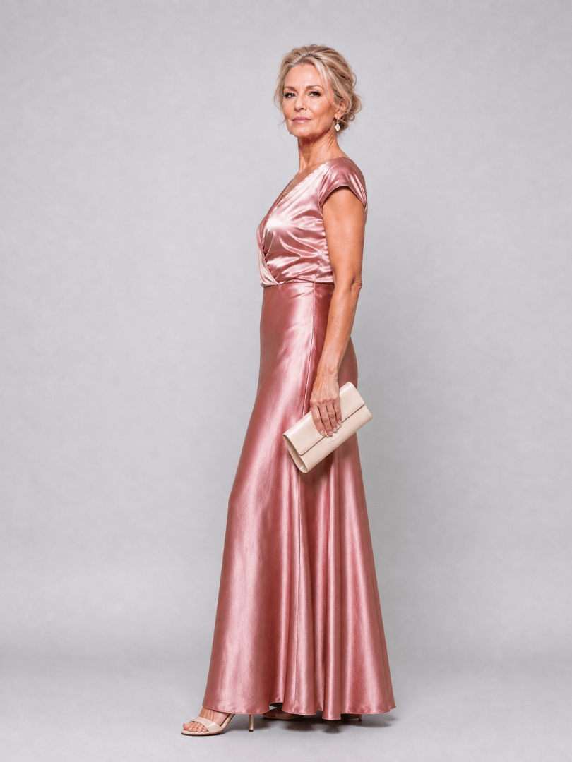 Samouse | Robe Maxi à Corsage Enveloppant et Manches Courtes