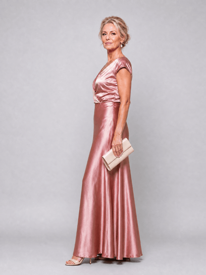 Samouse | Robe Maxi à Corsage Enveloppant et Manches Courtes
