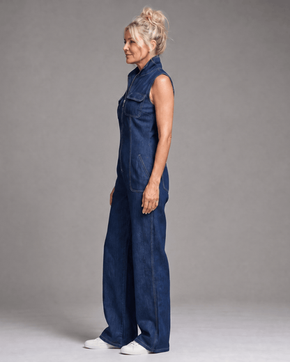 Samantha | Combinaison en Denim à Jambes Larges sans Manches