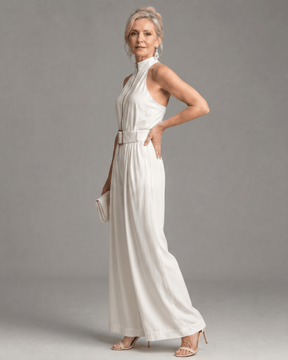 Astrielle | Combinaison sans Manches avec Ceinture et Jambes Larges