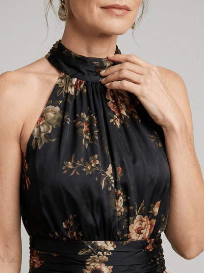 Sior | Robe Midi Fleurie à Col Halter