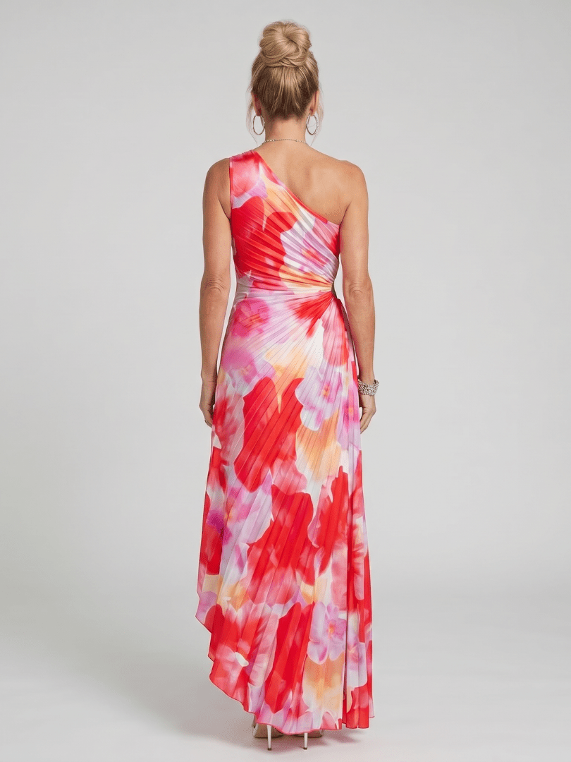 Taya | Robe Midi à une Épaule avec Corsage Plissé