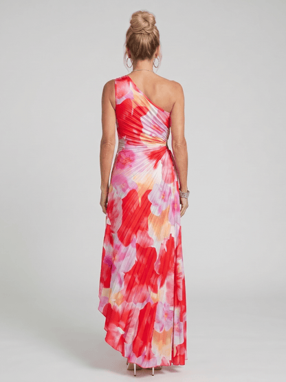 Taya | Robe Midi à une Épaule avec Corsage Plissé