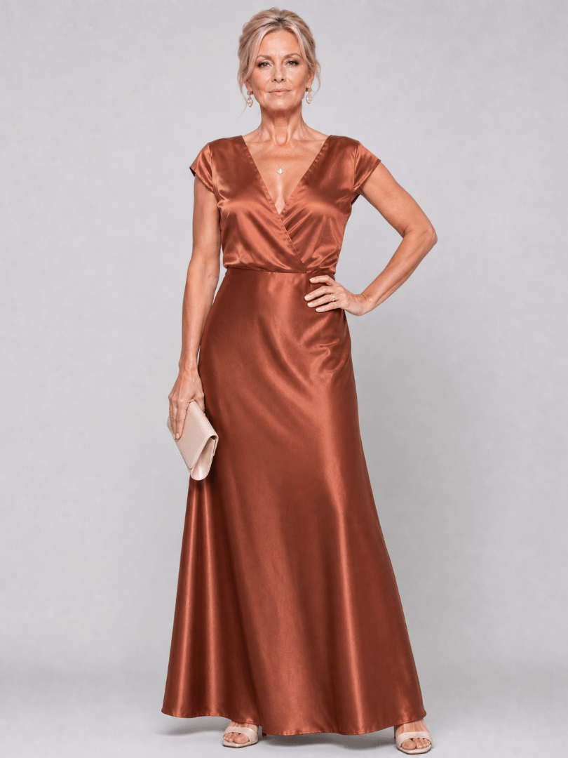 Samouse | Robe Maxi à Corsage Enveloppant et Manches Courtes