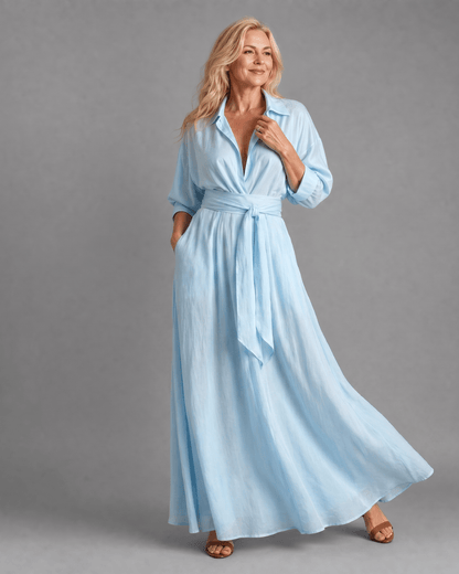 Zelith | Robe Midi à Manches Longues avec Ceinture