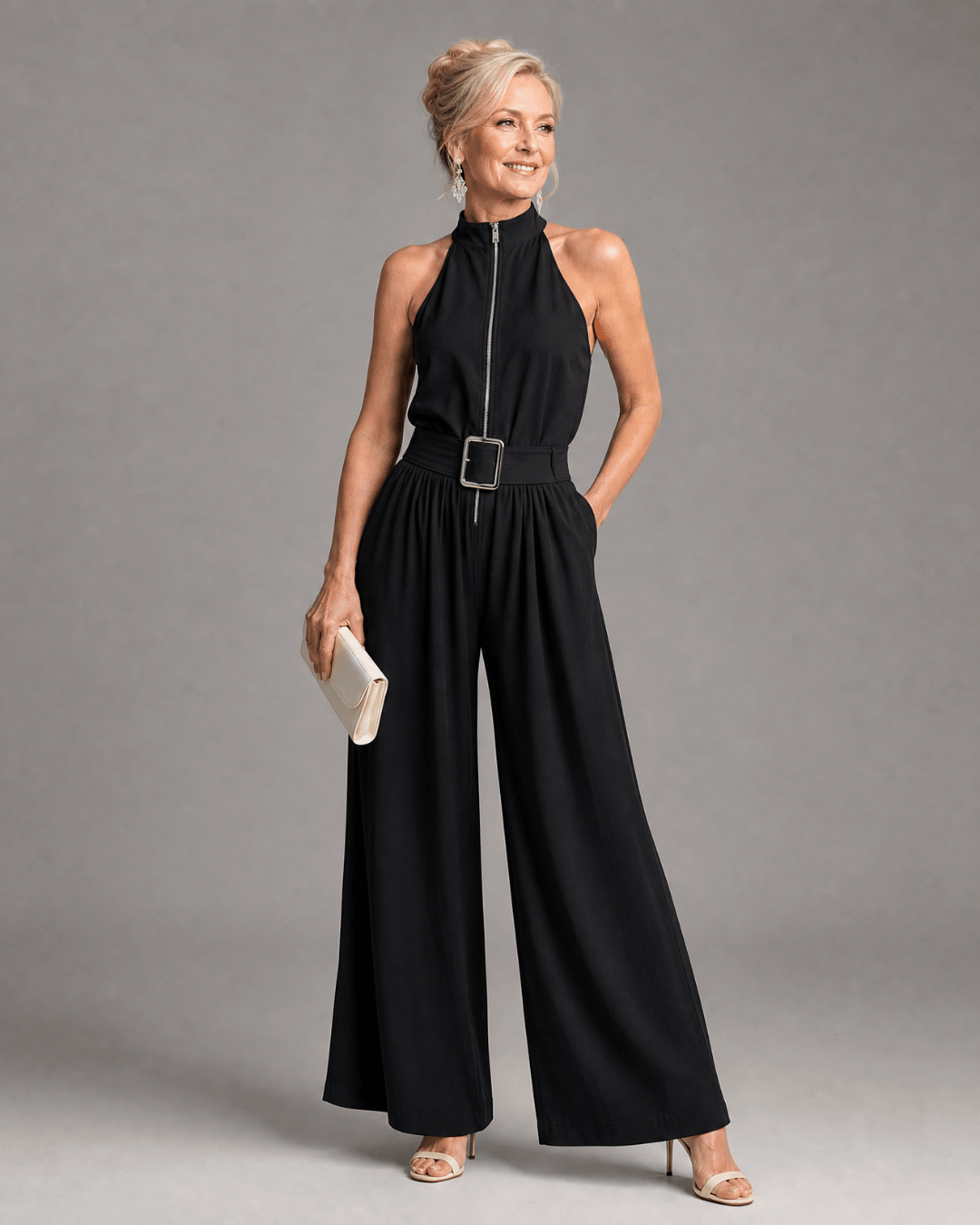 Astrielle | Combinaison sans Manches avec Ceinture et Jambes Larges