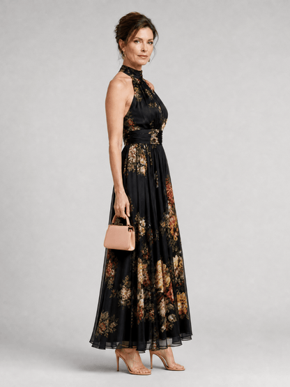 Sior | Robe Midi Fleurie à Col Halter