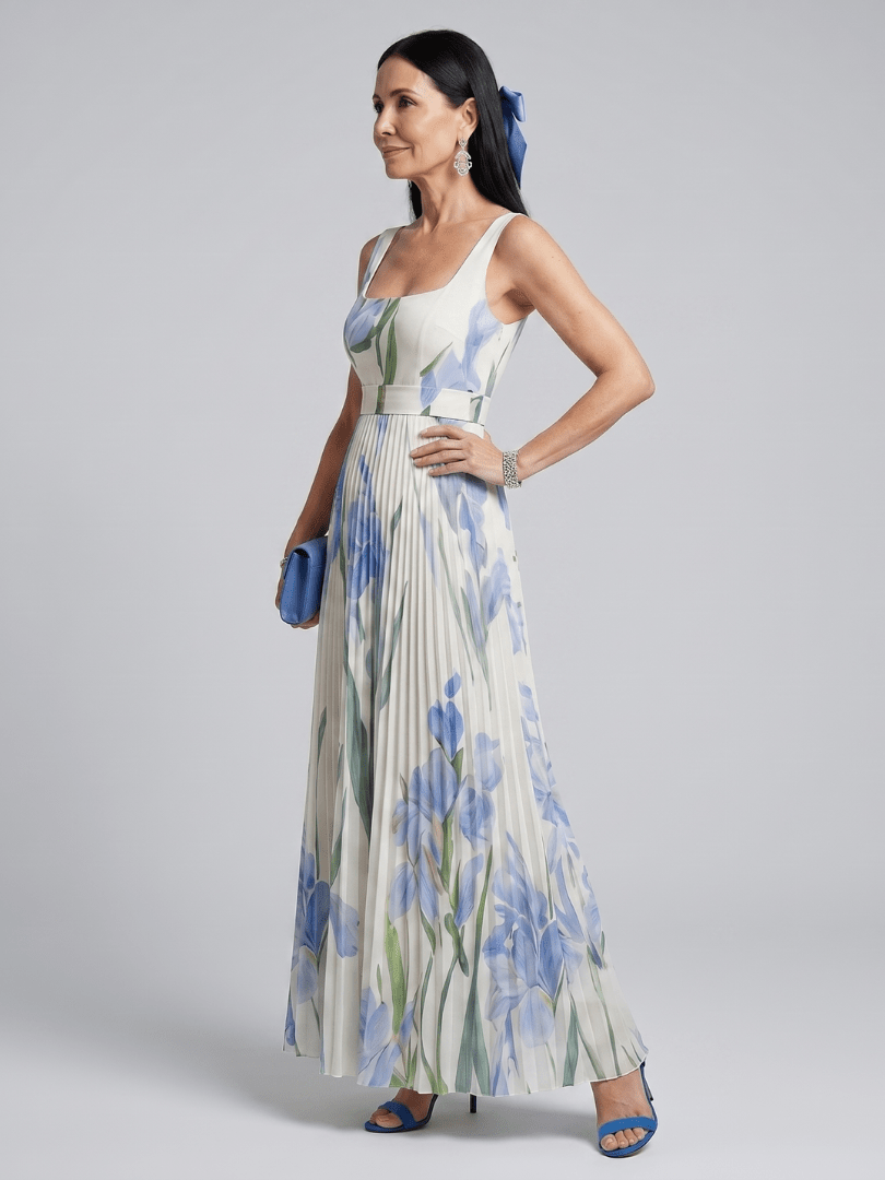 Ophelia | Robe Midi sans Manches à Imprimé Floral