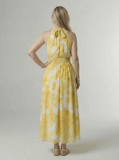 Sylin | Robe Midi à Col Halter Froncée