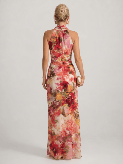 Elisabetta | Robe Maxi à Col Halter et Imprimé Floral
