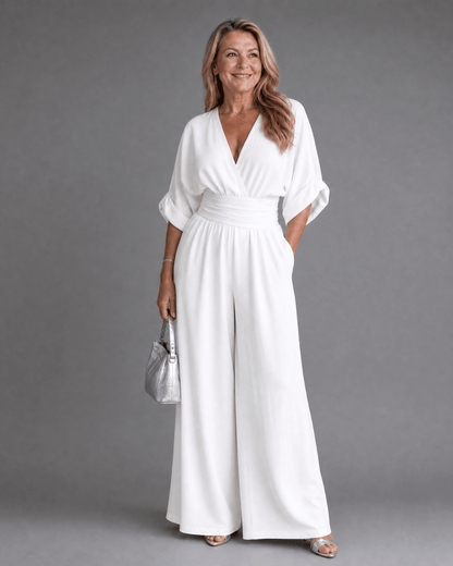 Emene | Combinaison Ample avec Décolleté en V et Jambes Larges