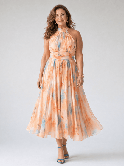 Elin | Robe Midi à Encolure Halterneck