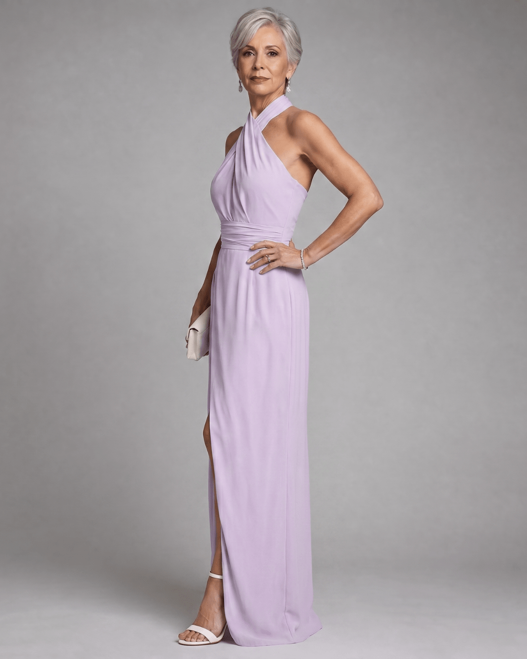 Velora | Robe Midi avec Col Halter Croisé