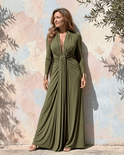 Vimmer | Robe Maxi à Manches Longues avec Décolleté en V Profond