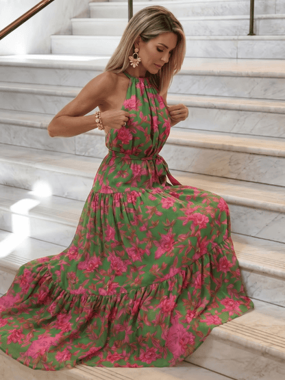 Rowen | Robe Midi Drapée à Encolure Halterneck